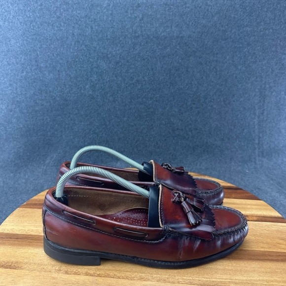 GH Bass Weejuns Mens Burgundy Leather Kiltie Tassel Loafers 8.5D Made in USA main image 9